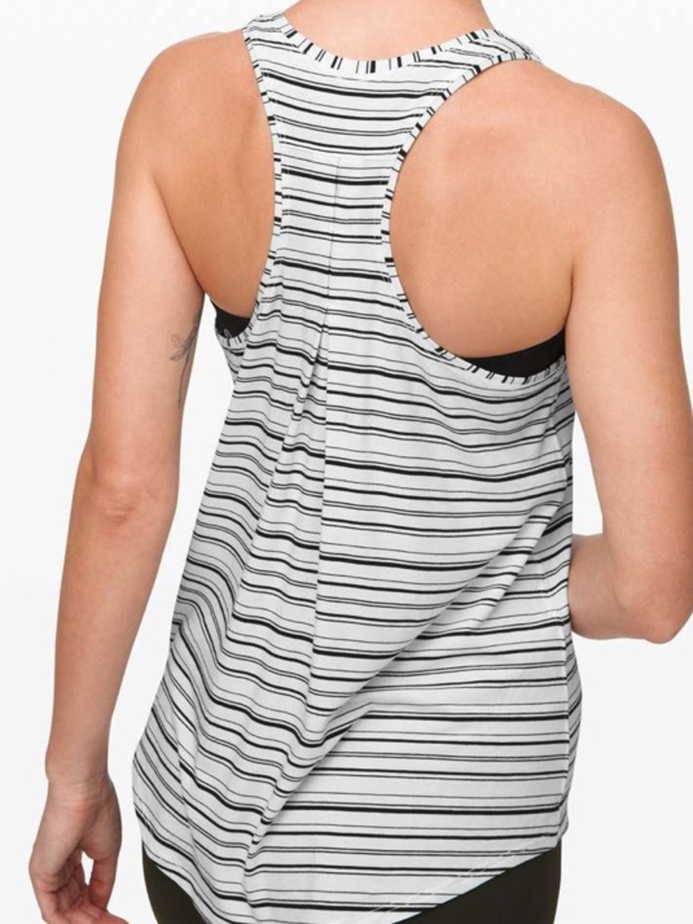 Lululemon Love Racerback Tank *Pleated Cut Back Stripe White Black